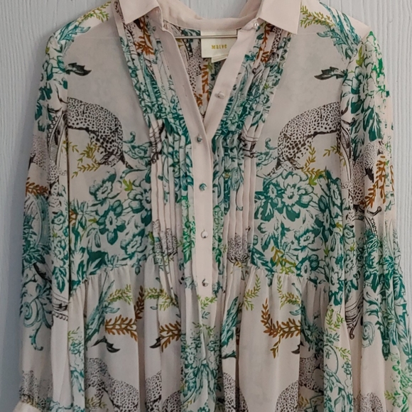 SOLD Anthro Maeve Jungle Ria Drop-waist Dress - Picture 3 of 8